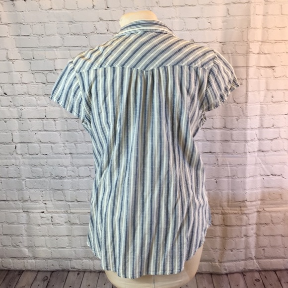 Ruff Hewn Blue Button Down Top Shirt Cap Sleeve XL - Picture 3 of 6